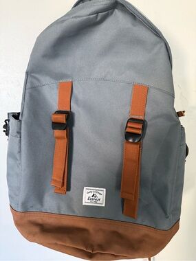 Everest Gray Backpack with Brown Accents
